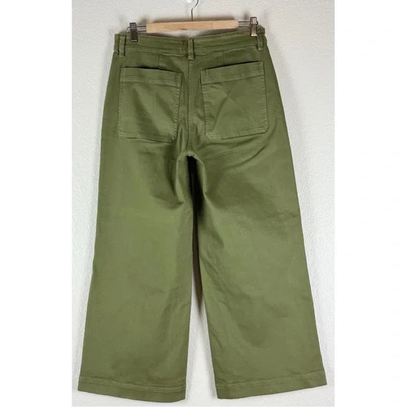 Everlane Women's Wide-Leg Pants in Olive Green - Picture 7 of 9